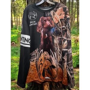 ZOOTOP BEAR Duck Hunting Men's Long Sleeve Graphic Shirt Size XL Stretchy Dog